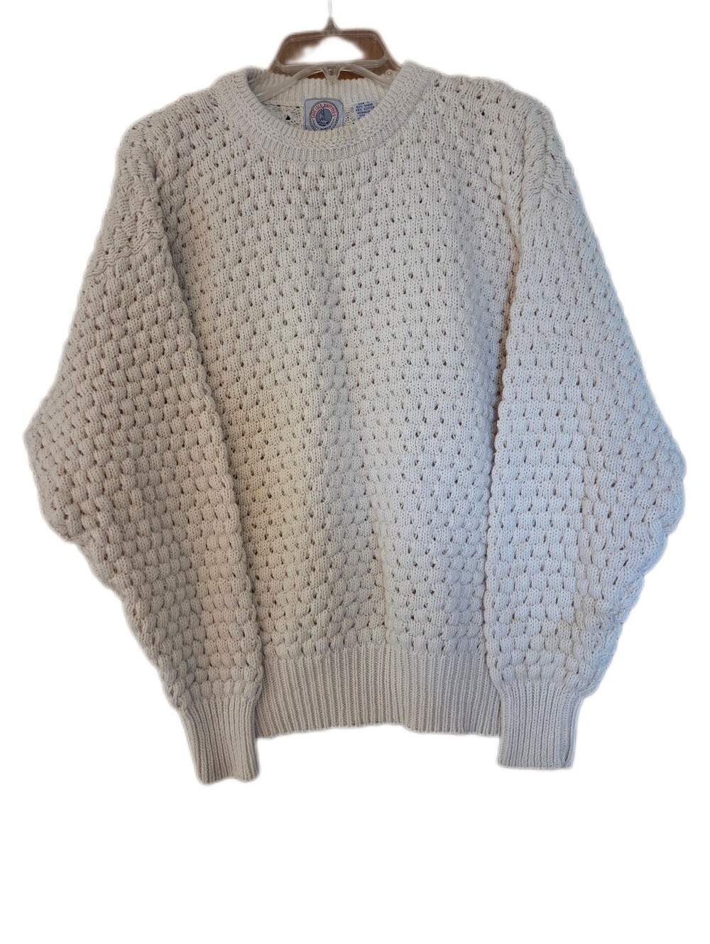 Cape Isle Knitters Fisherman Cream Sweater Cotton Grandpacore Fall Size Large